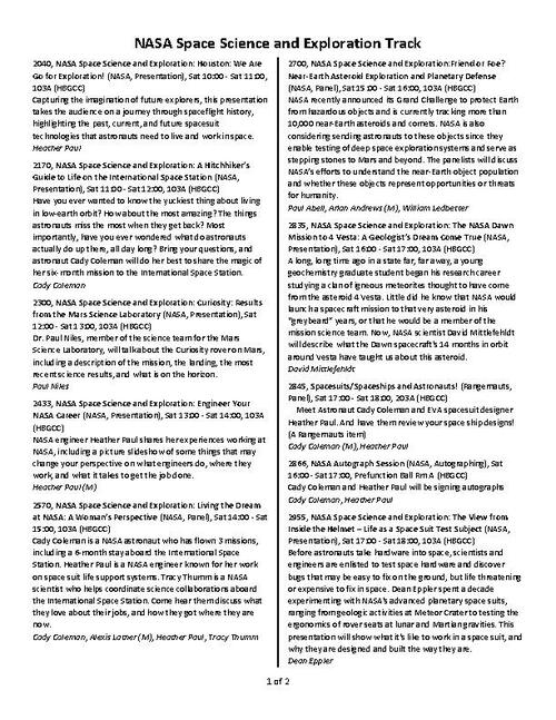 NASA Space Science and Exploration Track